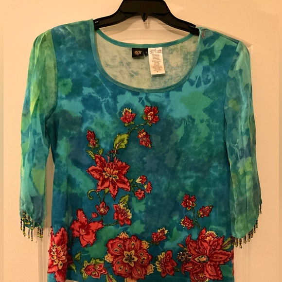 Womens  floral shirt with sequin and bead details - Picture 1 of 10